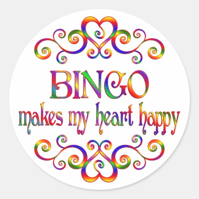 Bingo Heart Happy Runder Aufkleber (Vorderseite)