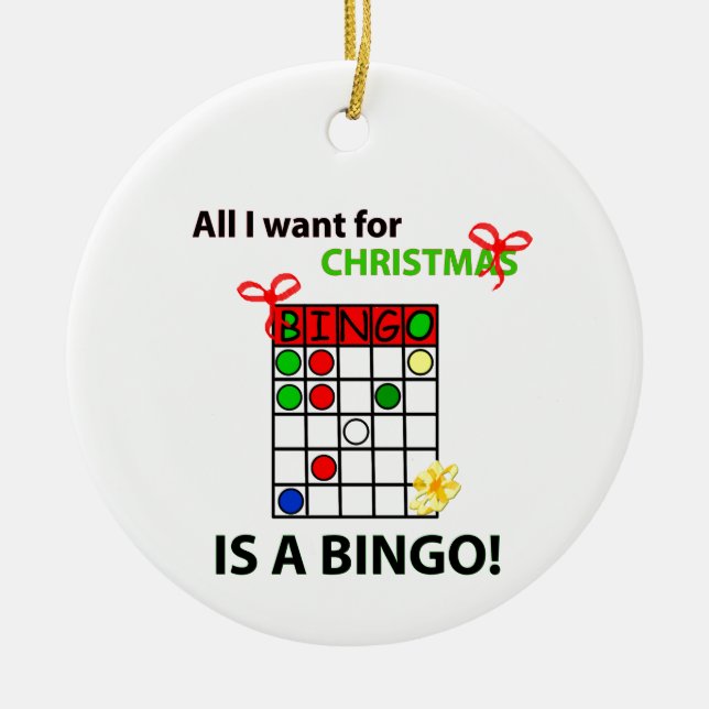 BINGO I wollen ein Bingo für Weihnachten Keramikornament (Vorne)