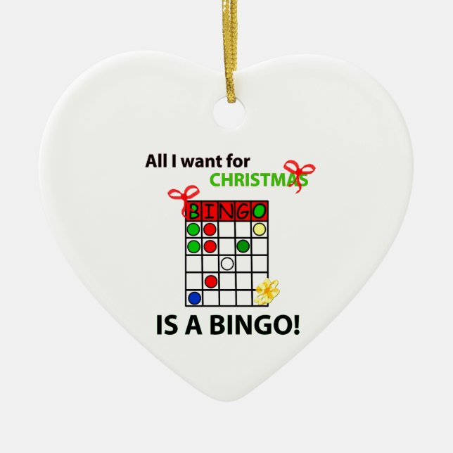 BINGO I wollen ein Bingo für Weihnachten Keramikornament (Vorne)