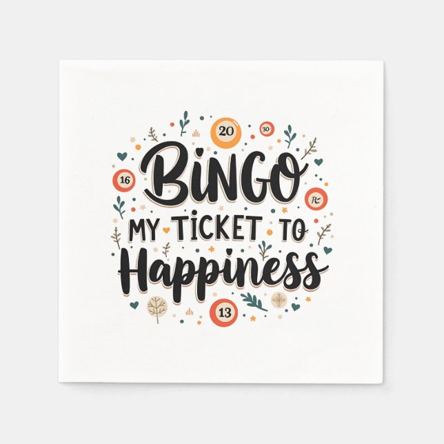 Bingo ist mein Ticket zum Glück Funny Bingo Game Serviette (Vorderseite)