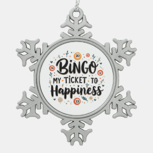 Bingo ist mein Ticket zum Glück lustiges Bingo-Spi Schneeflocken Zinn-Ornament
