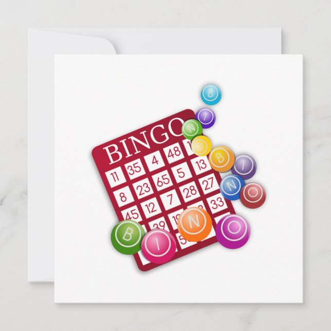 BINGO-Karte mit BINGO-Balls Einladung (Vorderseite)