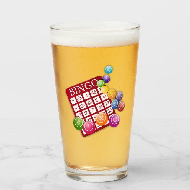 BINGO-Karte mit BINGO-Balls Glas (Vorne (Gefüllt))