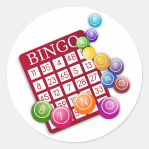 BINGO-Karte mit BINGO-Balls Runder Aufkleber