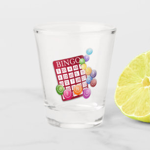 BINGO-Karte mit BINGO-Balls Schnapsglas