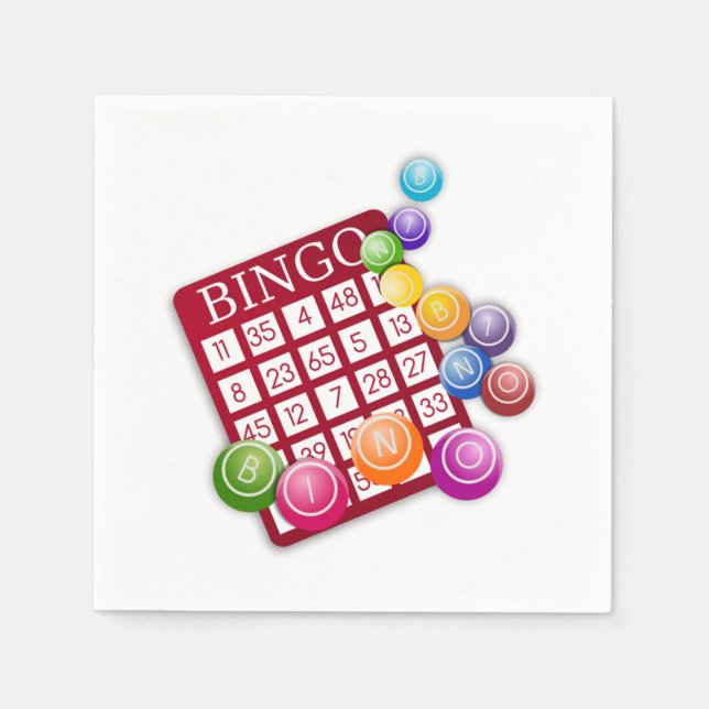 BINGO-Karte mit BINGO-Balls Serviette (Vorderseite)