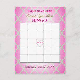 Bingo-Karte   rosa Quatrefoil Postkarte