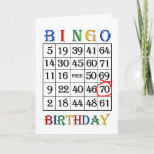 Bingo-Karte zum 70. Geburtstag Karte
