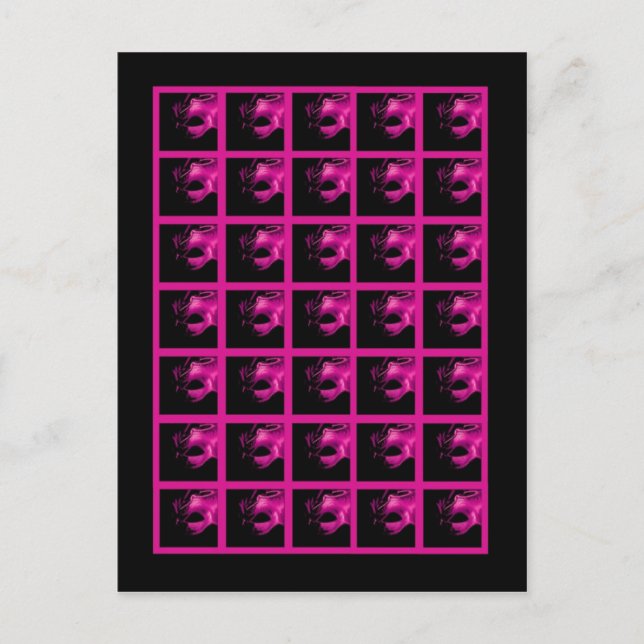 Bingo-Kartenmarkierungen Sweet 16 Hot-Pink-Black-P Einladungspostkarte (Vorderseite)