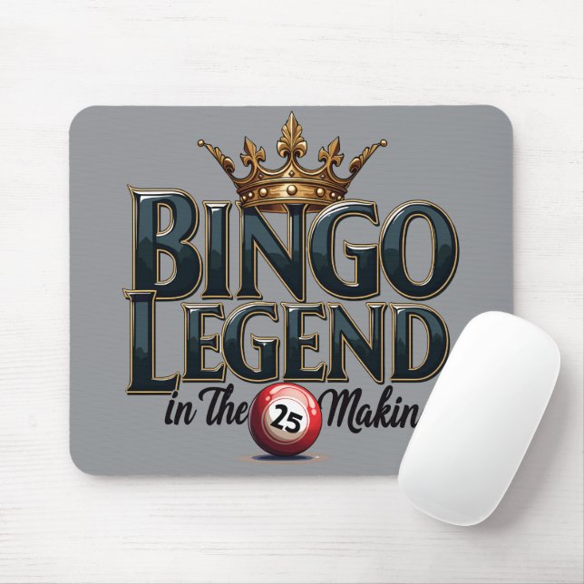 Bingo Legend gekrönt in Gold Retro Typografie Mousepad (Mit Mouse)