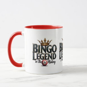 Bingo Legend gekrönt in Gold Retro Typografie Tasse