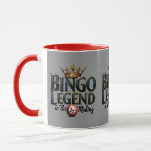 Bingo-Legende in Gold gekrönt Retro-Typografie Gra Tasse