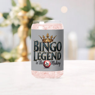 Bingo-Legende in goldener Retro-Typografie gekrönt Dosenglas