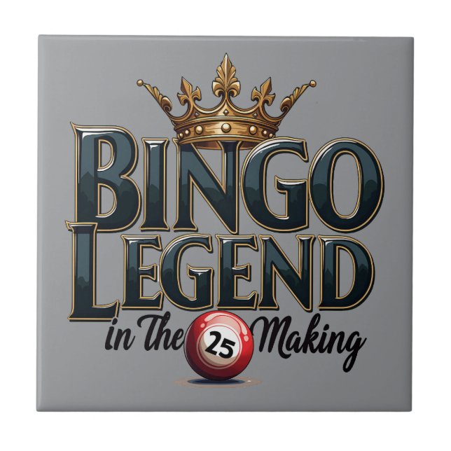 Bingo-Legende in goldener Retro-Typografie gekrönt Fliese (Vorderseite)