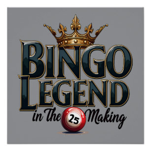 Bingo-Legende in goldener Retro-Typografie gekrönt Poster