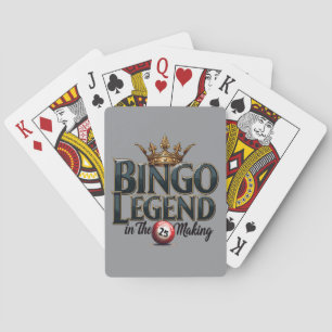 Bingo-Legende in goldener Retro-Typografie gekrönt Spielkarten