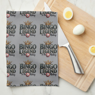 Bingo-Legende in goldener Retro-Typographie gekrön Geschirrtuch