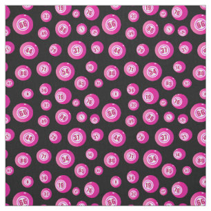 Bingo Lover Pink Bingo Balls Muster auf schwarz Stoff