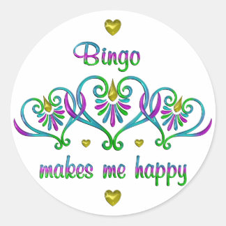 Bingo macht mich glücklich runder aufkleber