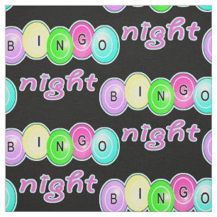Bingo-Nachtbingo-Ball-Neonfarben auf Schwarzem Stoff