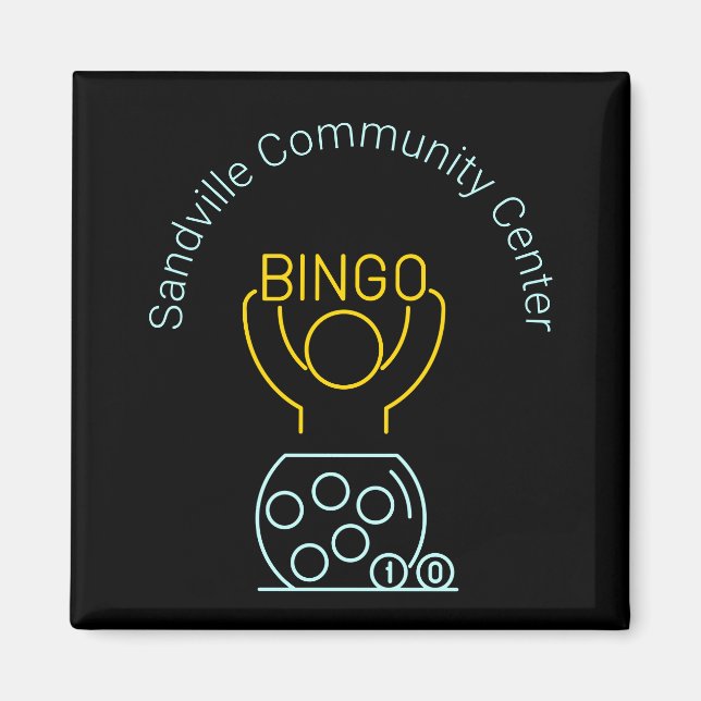 Bingo Night Neon Line Art individuell anpassbar Magnet (Vorne)
