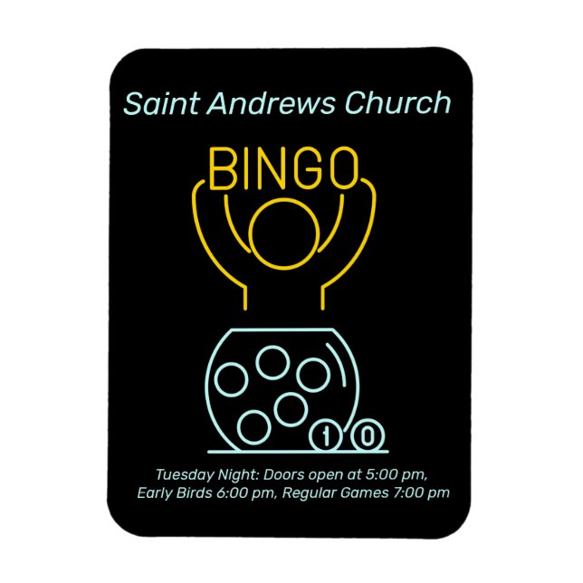 Bingo Night Neon Line Art individuell anpassbar Magnet (Vertikal)