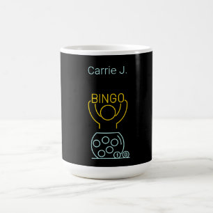 Bingo Night Neon Line Art Personalisiert Kaffeetasse