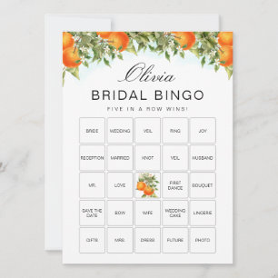 Bingo Orange Citrus Brautparty Game Card Einladung