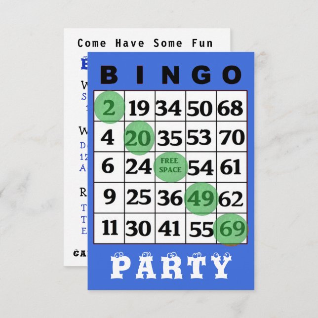 BINGO-Party Einladung (Vorne/Hinten)