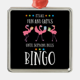 Bingo Player, Flamingo, Bingo Balls Ornament Aus Metall