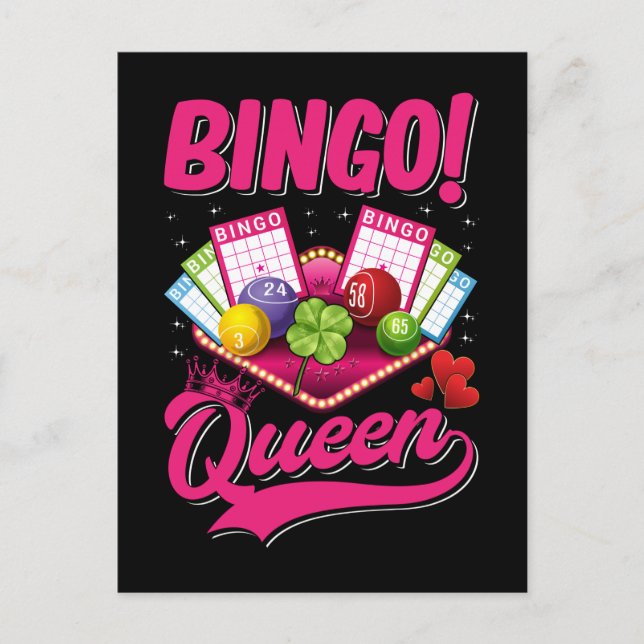 Bingo Player Queen Women Funny Bingo Girl Postkarte (Vorderseite)