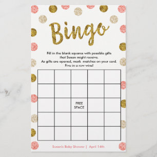 Bingo-Purse-Spiel, 2-seitige Gold & Pink-Karte
