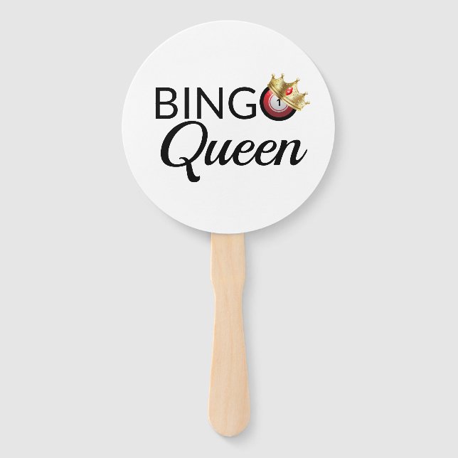 Bingo Queen White Hand Fan Fächer (Vorderseite)