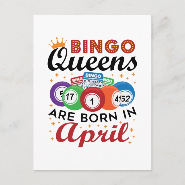 Bingo Queens ist im April Geboren Postkarte (Vorderseite)
