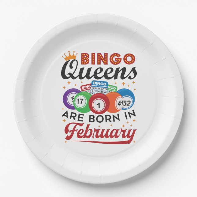 Bingo Queens ist im Februar Geboren Pappteller (Vorderseite)
