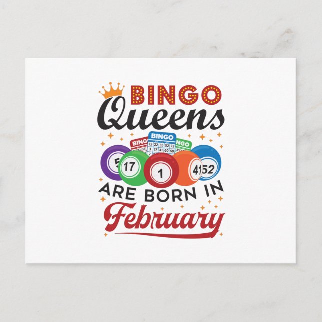 Bingo Queens ist im Februar Geboren Postkarte (Vorderseite)
