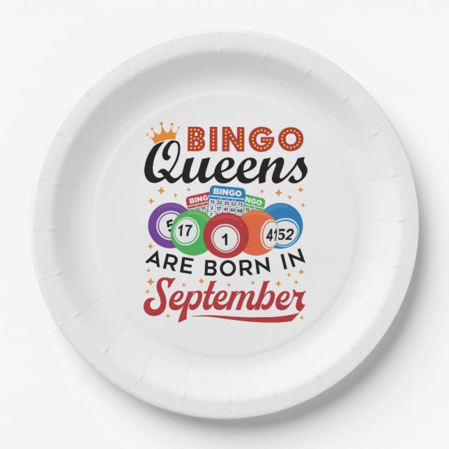 Bingo Queens ist im September Geboren Pappteller (Vorderseite)
