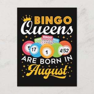 Bingo Queens sind im August zum Geburtstag Geboren Postkarte