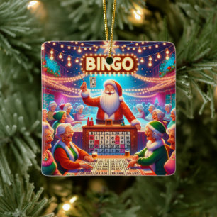 Bingo Spiel mit Weihnachten Keramikornament