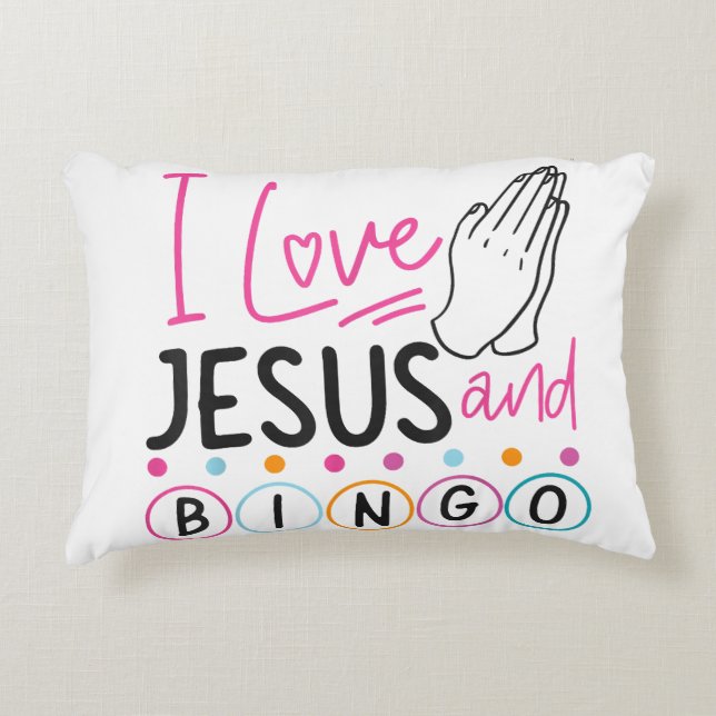 Bingo Spieler Jesus Faith Christlich Ich Liebe Jes Dekokissen (Vorderseite)