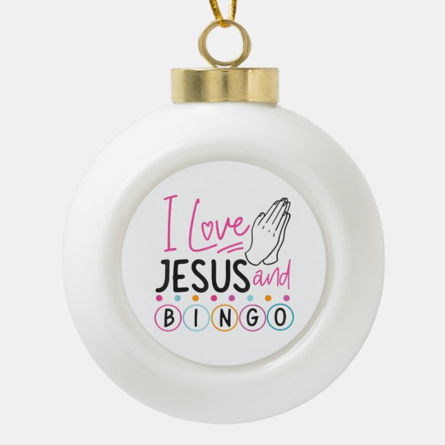 Bingo Spieler Jesus Faith Christlich Ich Liebe Jes Keramik Kugel-Ornament (Vorderseite)