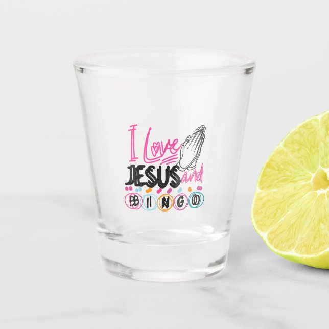 Bingo Spieler Jesus Faith Christlich Ich Liebe Jes Schnapsglas (Vorderseite)