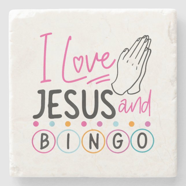 Bingo Spieler Jesus Faith Christlich Ich Liebe Jes Steinuntersetzer (Vorderseite)