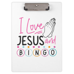 Bingo-Spieler Jesus Glaube Christlich Ich liebe Je Klemmbrett