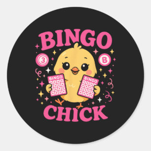 Bingo-Spielerin Hühner Mädchen Bingo-Henne Runder Aufkleber