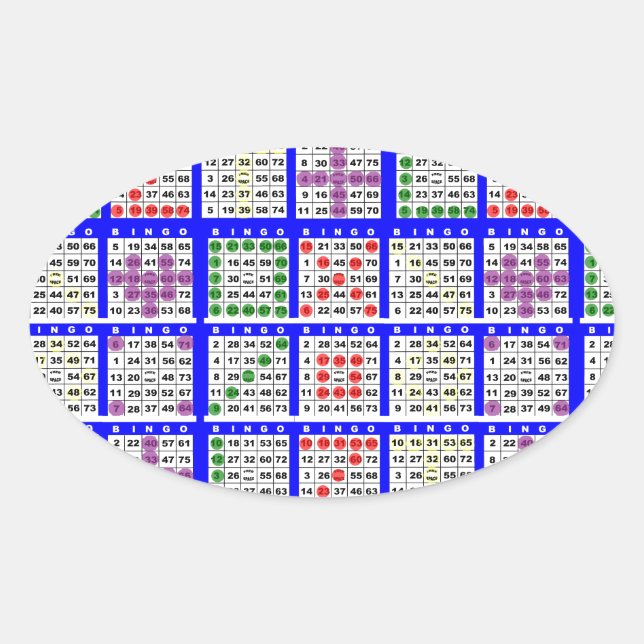 Bingo-Spielmuster Große Ovaler Aufkleber (Vorderseite)