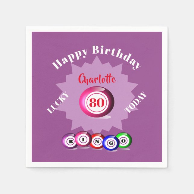 Bingo Themed Birthday Party Personalisiert Serviette (Vorderseite)