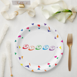 BINGO Typografie Farbenfrohe Spielabendspass Pappteller