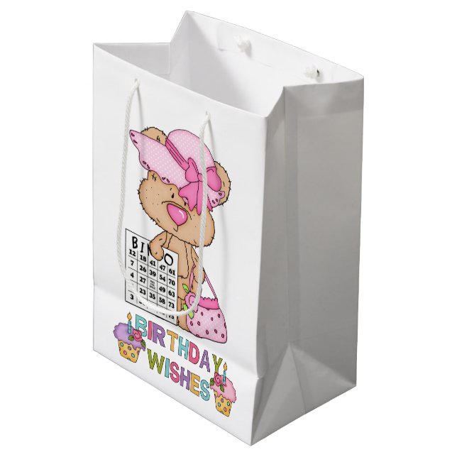 Bingo wünscht ya Birthday Medium Geschenktasche Mittlere Geschenktüte (Vorderseite Schrägansicht)