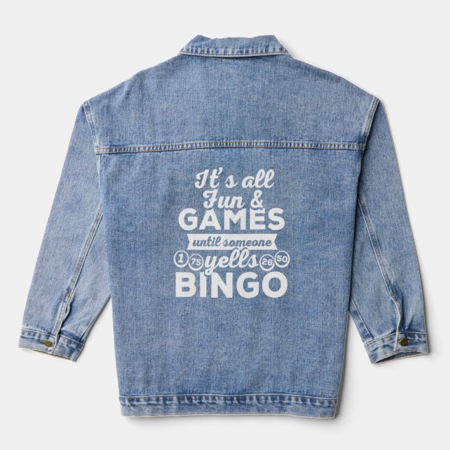Bingo Yells Funny Bingo Caller Outfit Bingo Playa Jeansjacke (Rückseite)